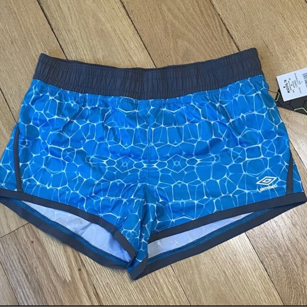 Ladies Umbro Running Shorts Motion Control Size Large Adjustable Blue Gray NWT